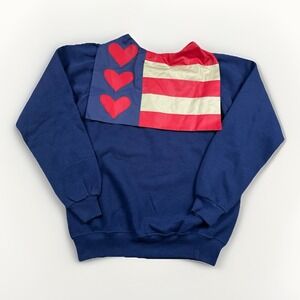 Vintage Sweatshirt‎ USA Flag Hearts Women's Size XS Scott August By O'Dell House